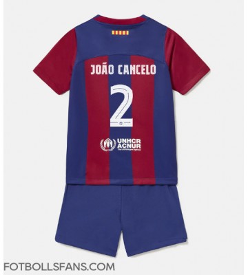 Barcelona Joao Cancelo #2 Replika Hemmatröja Barn 2023-24 Kortärmad (+ Korta byxor)